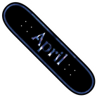The Twin 8.5 OG Logo Fractured April Skateboards Deck is a black popsicle-shaped 7-ply maple deck with "April" in metallic blue and white font diagonally on a white background, plus four truck holes—perfect for street and park skating.