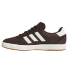 The Tyshawn 2 II Brown White HQ4735 Adidas Skateboarding Shoes feature white accents and a gum sole with perforated toe detailing, making them stylish and perfect for skateboarding sessions.