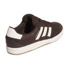 The adidas Tyshawn 2 II Brown White HQ4735 Skateboarding Shoe features white stripes, a gum sole, and gold "TYSHAWN" on the side, shown angled to highlight the heel and outer side.