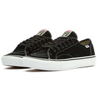 A pair of Vans Skate AVE Classic Black White VN000Y1NBA2 Suede Skateboard Shoes—black low-top sneakers with white stitching, black laces, and white rubber soles featuring Wafflecup construction for enhanced stability—are displayed side by side on a white background.