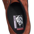 Interior view of Vans Skate Era Black Rust VN000ECR8D3 Suede Rubber Skateboarding Shoes in rust-colored suede, featuring a black PopCush footbed with a white logo and text reading Skateboarding.
