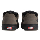 Back view of charcoal and black Vans Skate Kyle Walker Wafflecup Ripstop Bungee VN000DA49JC Suede Rubber Skateboarding shoes, featuring low-top silhouettes and red branding on the heels.