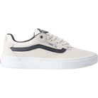 The Vans Skate Kyle Walker Wafflecup White Gunmetal VN000DA4XQL1 features a white suede upper with a signature black stripe, white laces, and a durable white rubber sole, showcased in profile against a plain background to capture the classic style associated with skateboarding legend Kyle Walker.