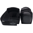 A pair of Vert Knee Pads Protec Black, shown on a white background: one displays the front protective shell, the other the inner padding. Both feature adjustable velcro straps and a Flexible Hinge design for skateboarding.