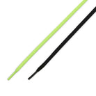 Two flat shoelaces—one neon yellow, one black—on a white background, perfect for customizing your Volt Black IB6212701 Air MAX Ishod Nike SB Skateboarding Shoes or any pair featuring Max Air cushioning.