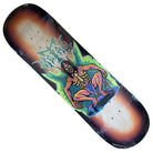 The Wegamus 9.25 Metal Skateboards Deck features colorful art of a muscular, horned demon crouched in green flames with stylized text above, set against a black-to-brown gradient background.