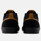 The White Black 306 BON New Balance Numeric Suede Skateboarding Shoes are shown from the back, highlighting brown suede accents and pull tabs, displayed against a white background.