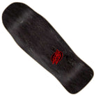 The Winkowski Primeval Pro Shaped 10.34in x 30.54in Santa Cruz Deck features a black, wide, tapered shape with a squared tail, visible wood grain, and a red Santa Cruz logo near the front; no grip tape or wheels included.