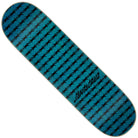 The Wired Flame Dot 7 Ply Birch 8.25in x 31.8in Santa Cruz Skateboard Deck features a blue and black barbed wire pattern with the iconic Santa Cruz logo in stylized text.