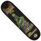 The Worthington Scout VX Deck 8.6in x 32.11in from Creature Decks showcases a black deck with vibrant neon yellow, blue, and red artwork featuring a knight seated on a throne, an eagle above with Creature text, and John Gardner’s name displayed at the bottom.