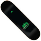 The Worthington Terror Sight Pro 8.75in x 32.15in Creature Skateboard Deck is black with a green flaming graphic at the tail, a small green flame at the nose, and bold pink and green text.