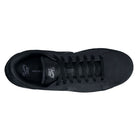 Top-down view of a black suede Zoom Tennis Classic HF7386003 Black Black Suede Nike SB Skateboarding Shoes low-top skate shoe with black laces and Zoom Air cushioning.