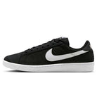 The Nike SB Zoom Tennis Classic HF7386004 skateboarding shoe features black suede with a white swoosh, white sole, and black laces, shown in a side view against a plain white background.