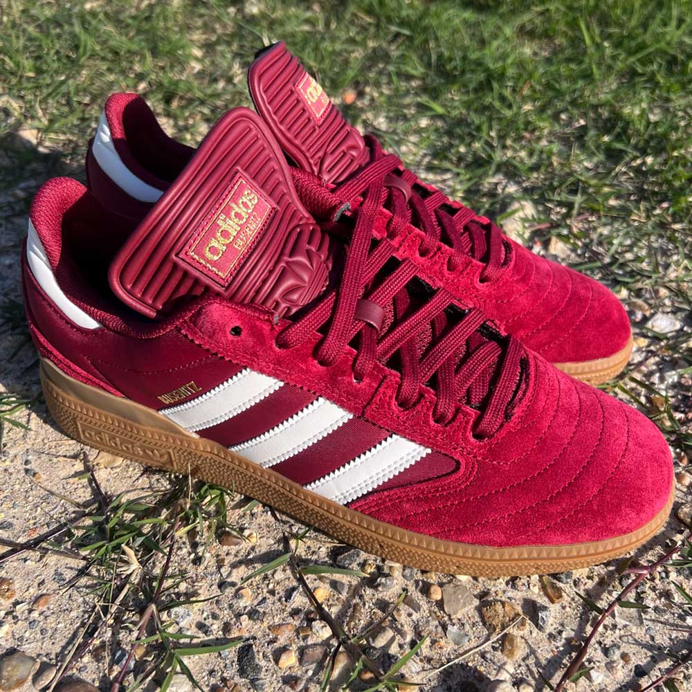 Burgundy adidas store skate shoes