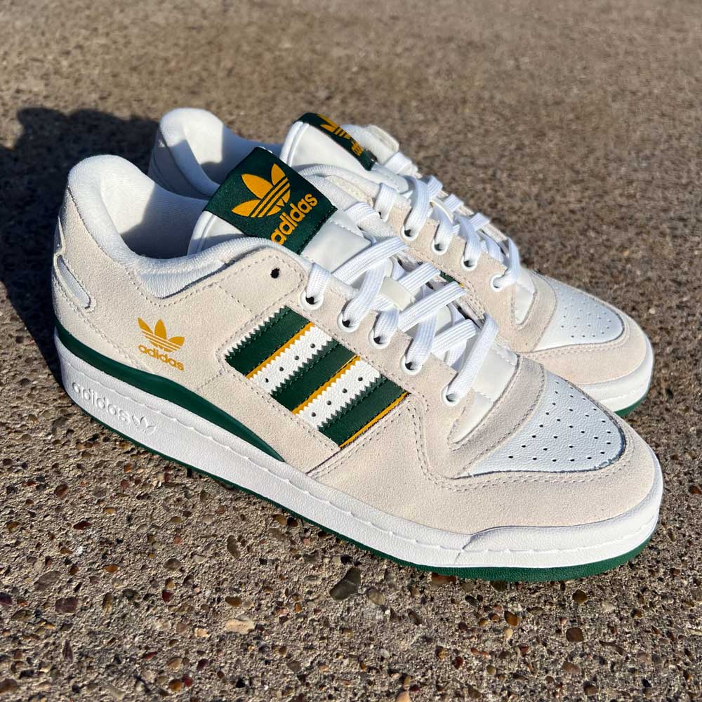 Adidas Forum 84 White Dark Green Yellow Suede Leather Shoes