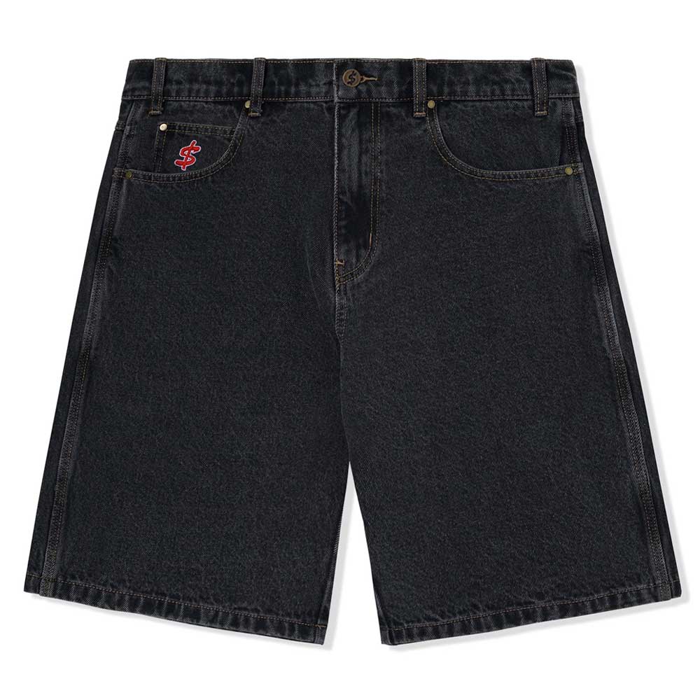 Logo Baggy Denim Shorts Washed Black Cash Only