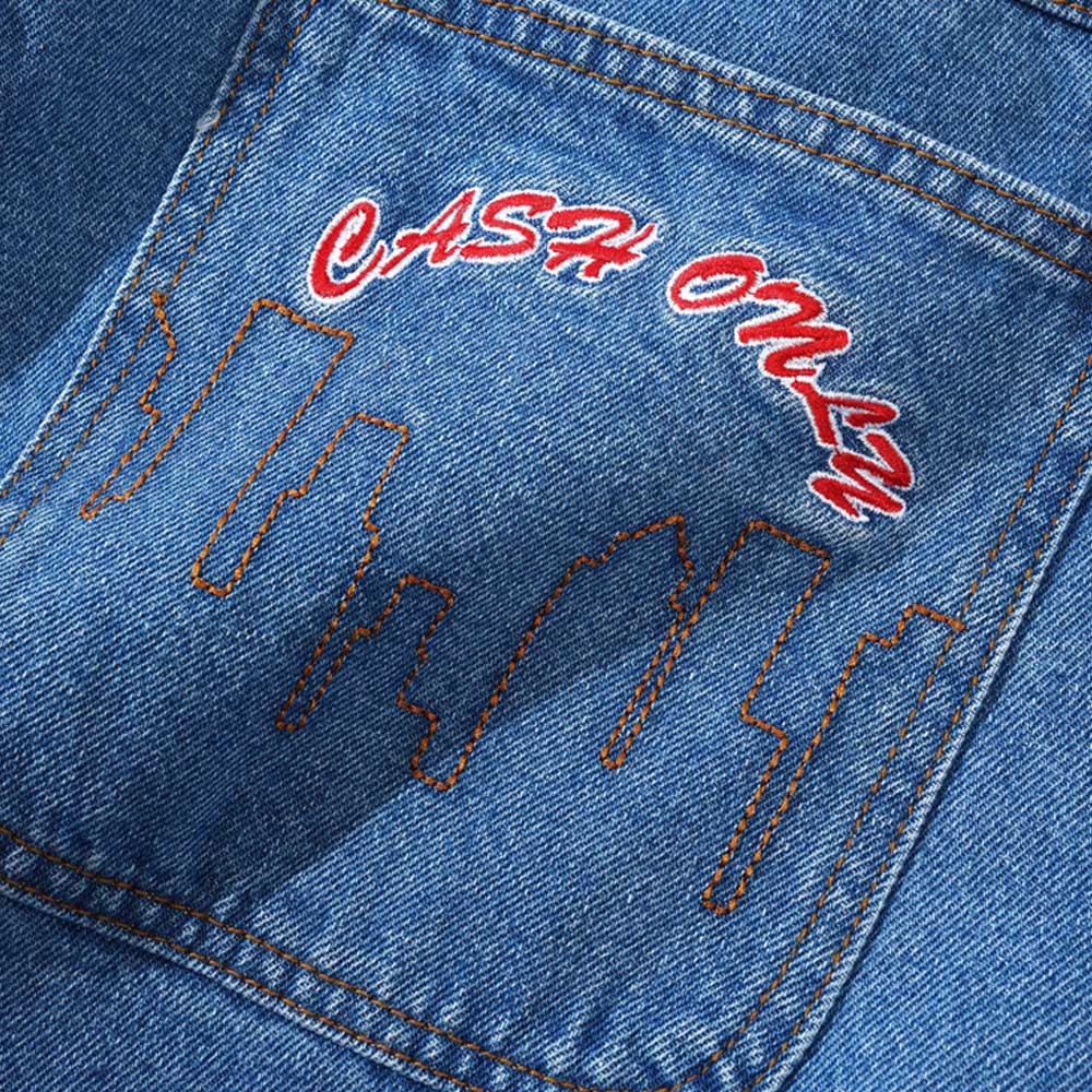Logo Baggy Denim Shorts Washed Indigo Cash Only – Southside