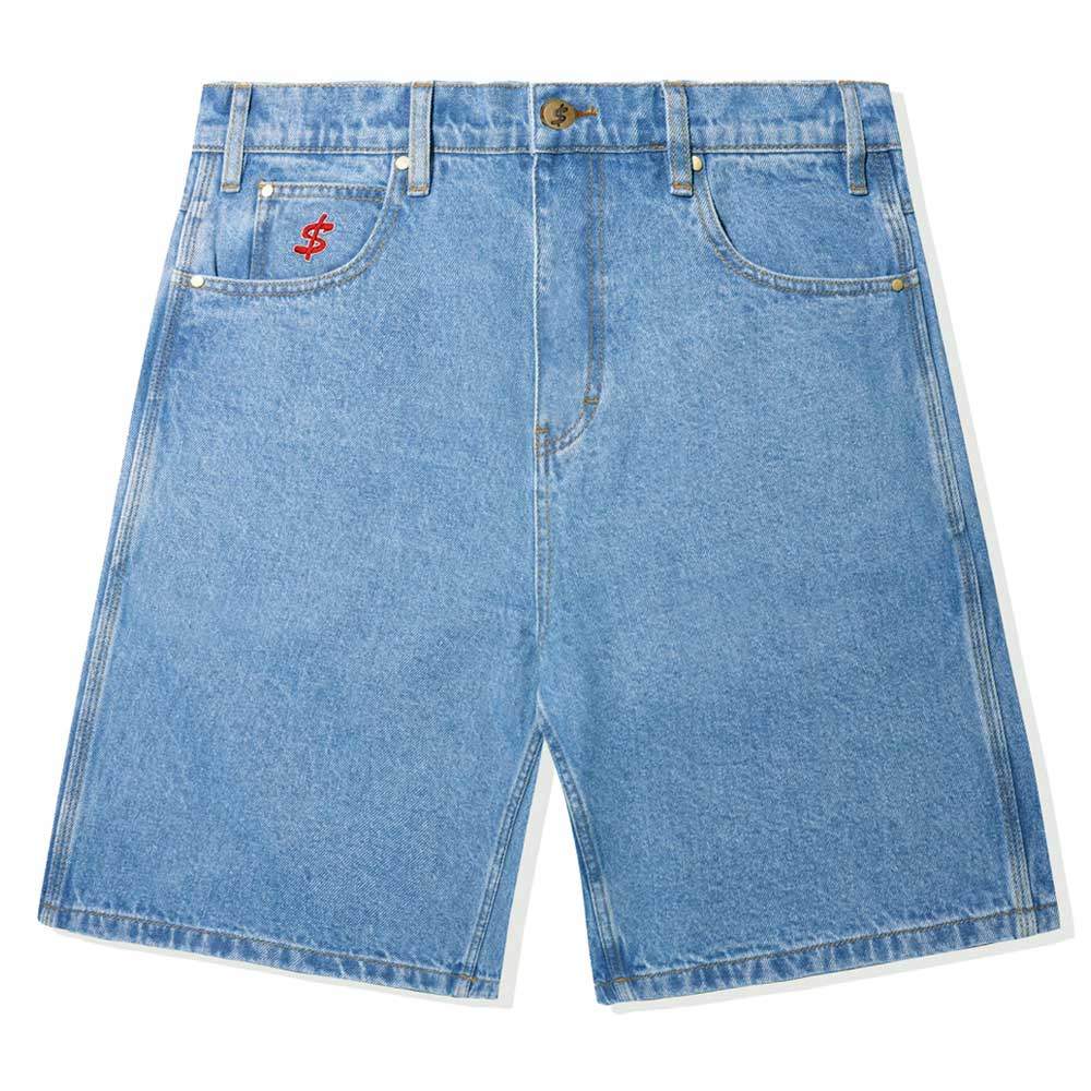 Logo Baggy Denim Shorts Washed Indigo Cash Only