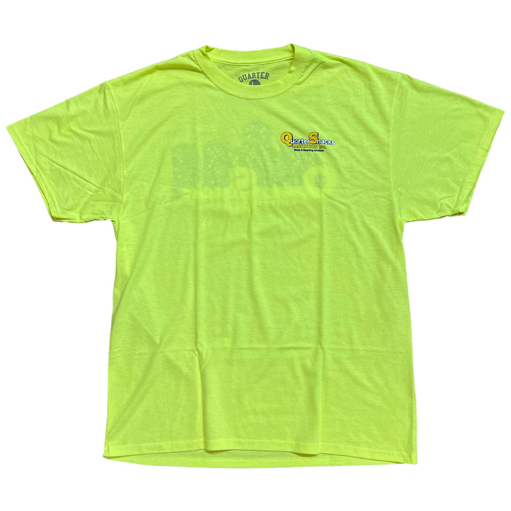 Quartersnacks Tee Sanitation Logo Neon Yellow
