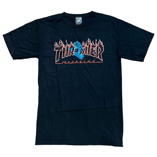 Santa Cruz x Thrasher WOMENS Tee Screaming Logo Pigment Black Relaxed Premium