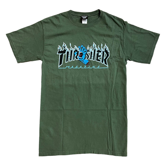 Santa Cruz x Thrasher WOMENS Tee Screaming Logo Moss Relaxed Premium