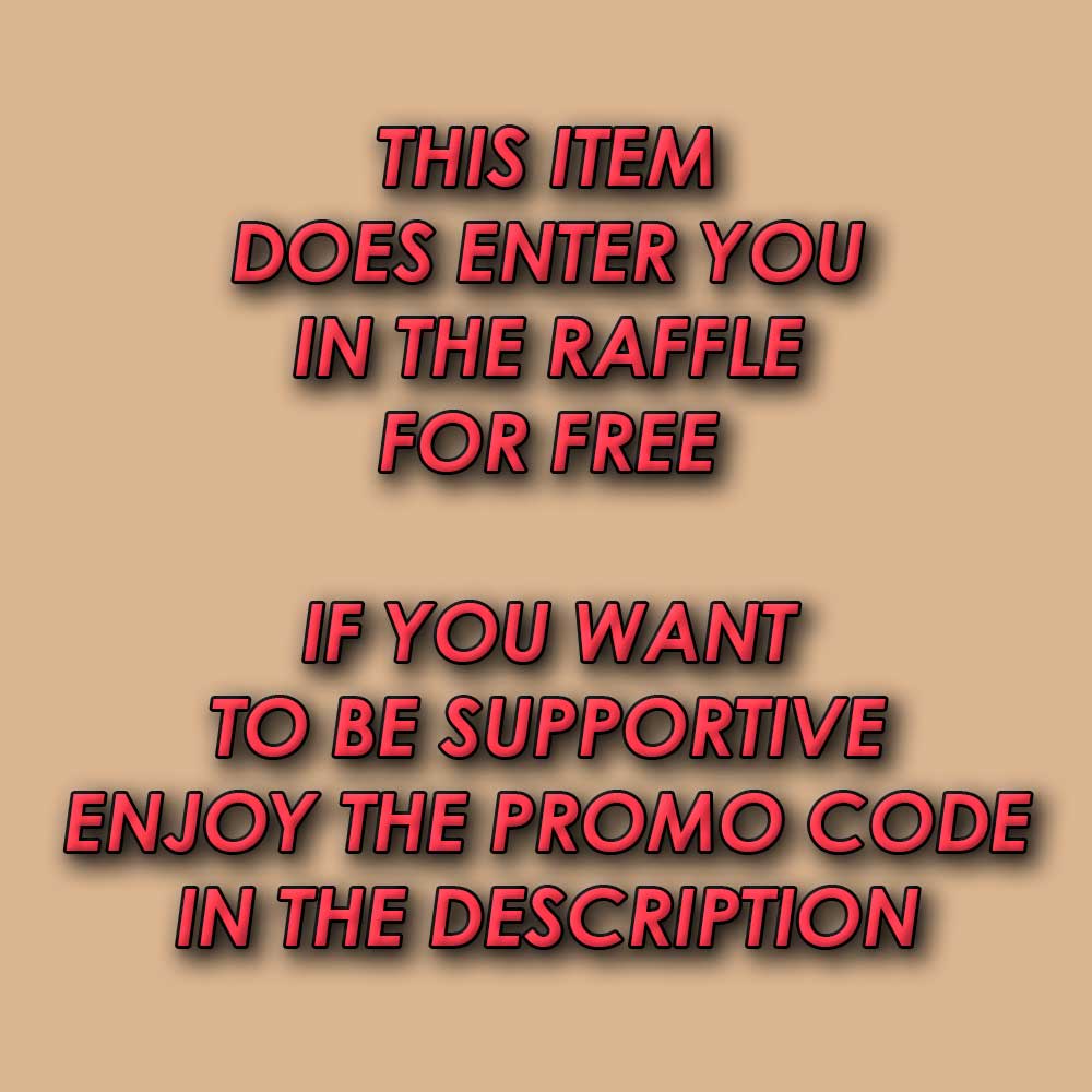 Text on a tan background reads: Purchasing "READ BELOW the BUTTON RAFFLE Nike SB Som Tum Dunk Low" enters you in the raffle at Southside Skatepark. Bold black text with red outline; see description for promo code to support.