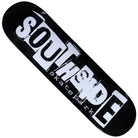 The Ransom Black Dipped Southside Skatepark Skateboard Deck features the word SOUTHGATE in bold, distressed white letters across the deck and “skatepark” in smaller white text underneath, drawing inspiration from classic Southside Skatepark style.