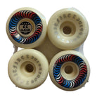 Get four white 54mm99A Spitfire F4 OG Classics wheels—O.G. Classic designs plus Spitfire tee included—with the Free T-Shirt Offer x Southside Skatepark, all wrapped in clear plastic.