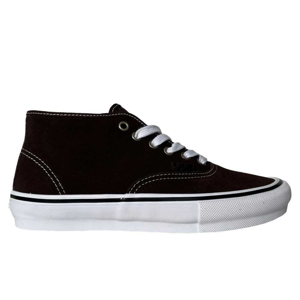 Vans Skate Authentic Mid VCU Dark Brown White Suede Shoes