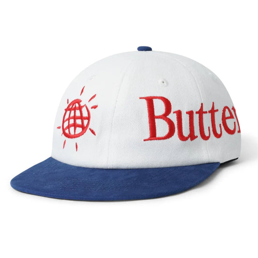 Butter Goods Hat Discovery 6 Panel White Navy