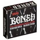 Bones Hardcore Bushing Hard Black for skateboards comes in black packaging with white and red text reading "Hard Bones High Performance Double Action Hardcore Bushings" and shows images of skateboard bushings.