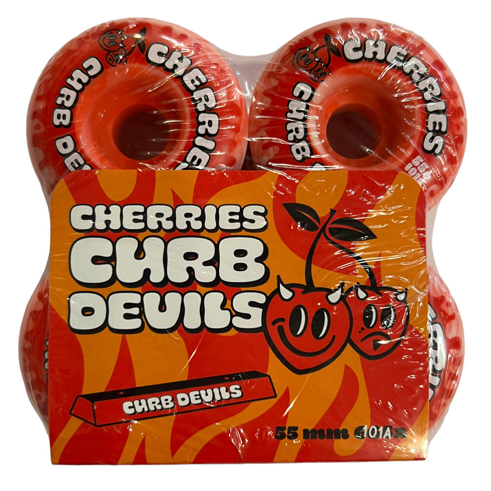 Cherries Wheels Curb Devils 55mm101A Skateboard Wheels Red Swirl