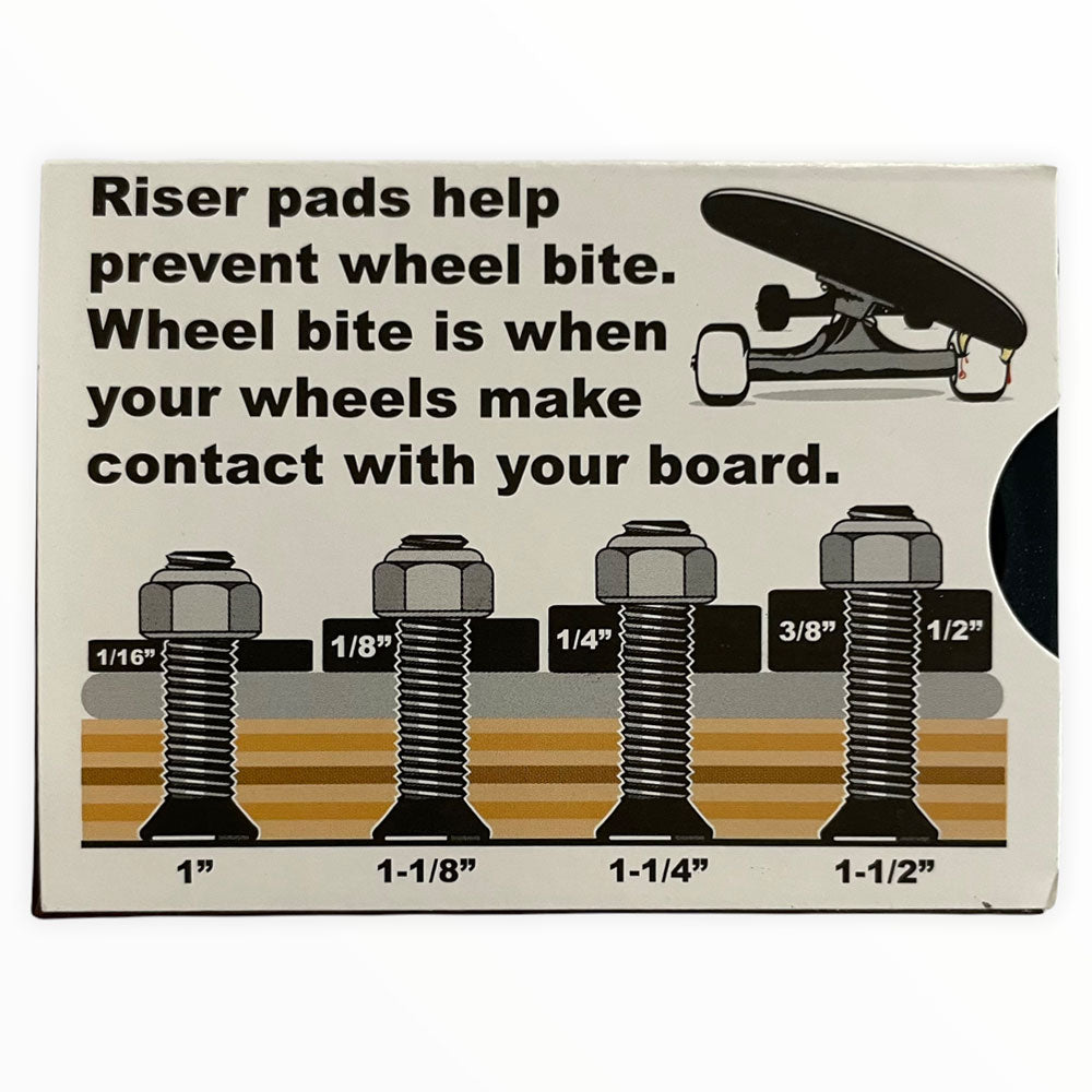 Skateboard Riser Pads & Hardware - 1/8 Inch (4mm) Blue Risers With Bolts