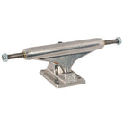 The INDY 129 Polished Stage 11 Trucks Set of TWO features silver skateboard trucks with flat baseplates, hollow axles and kingpins, shown side-on against a white background. Durable and reliable, part of the Stage 11 series.