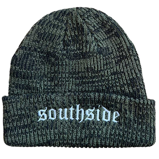 Southside OE Beanie Olive Heather White Embroidery