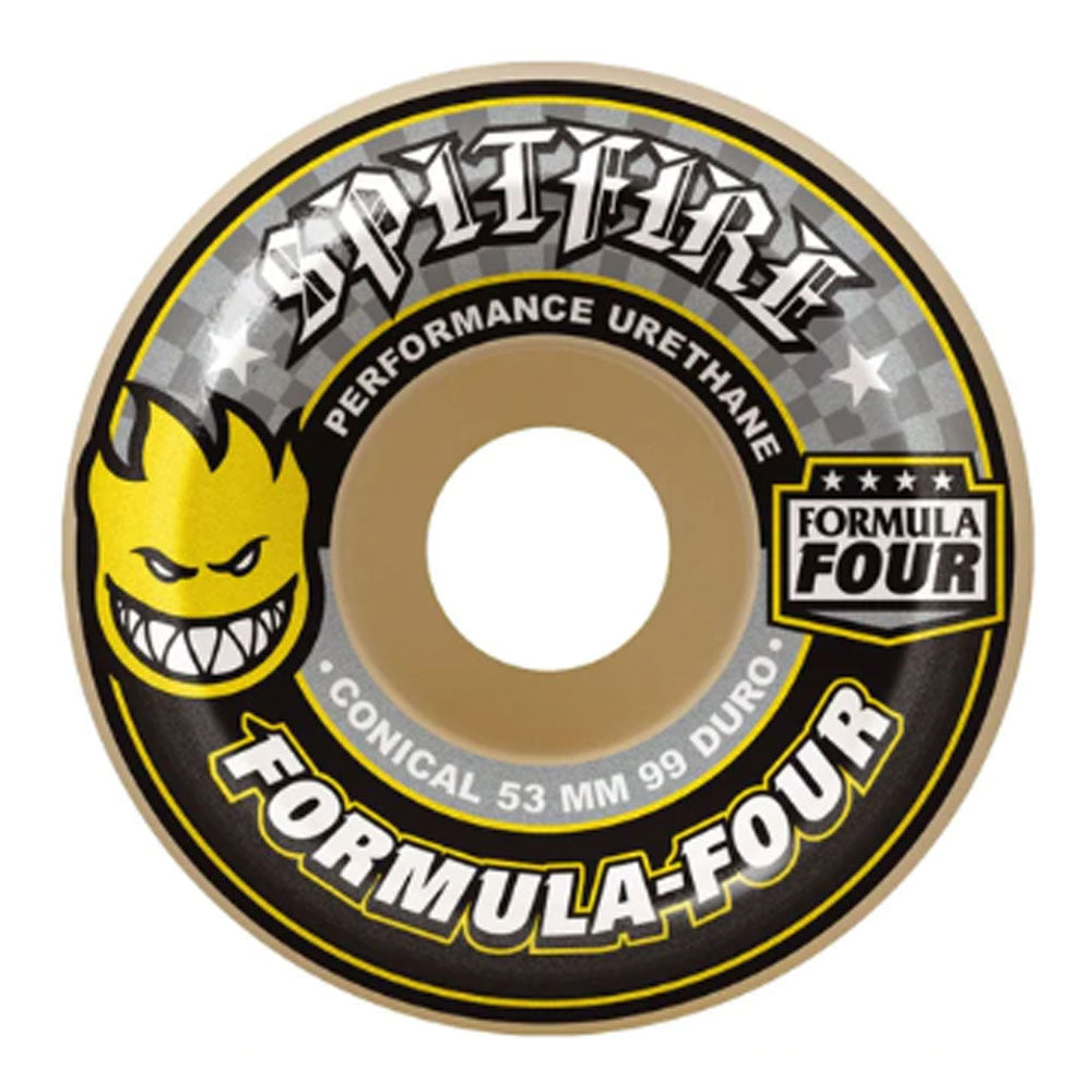 Spitfire Wheels F4 Conical Yellow Print 53mm99A