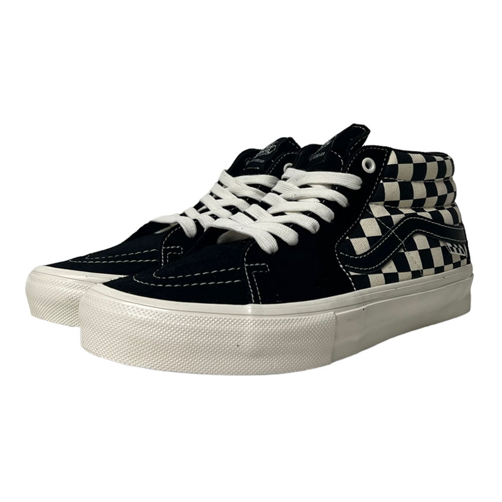 Vans Skate Grosso Mid Checkerboard Black Marshmallow Suede Shoes